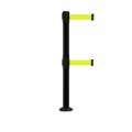 Montour Line Stanchion Dual Belt Barrier Fixed Base Black Post 9ft.Fl.Yel Belt MX630DF-BK-FYW-90